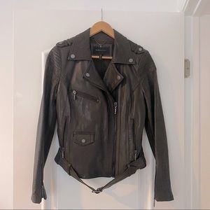 BCBG Leather Moto Jacket Brown